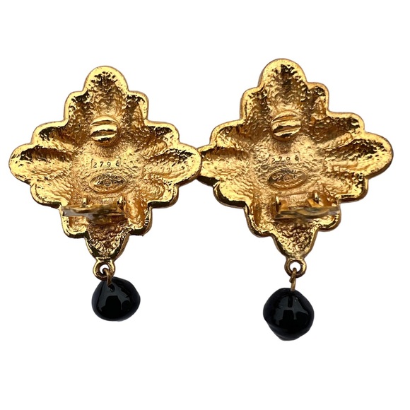 RARE Vintage Chanel 1990’s Collection 26 Red And Black Gripoix Earrings - Picture 5 of 6